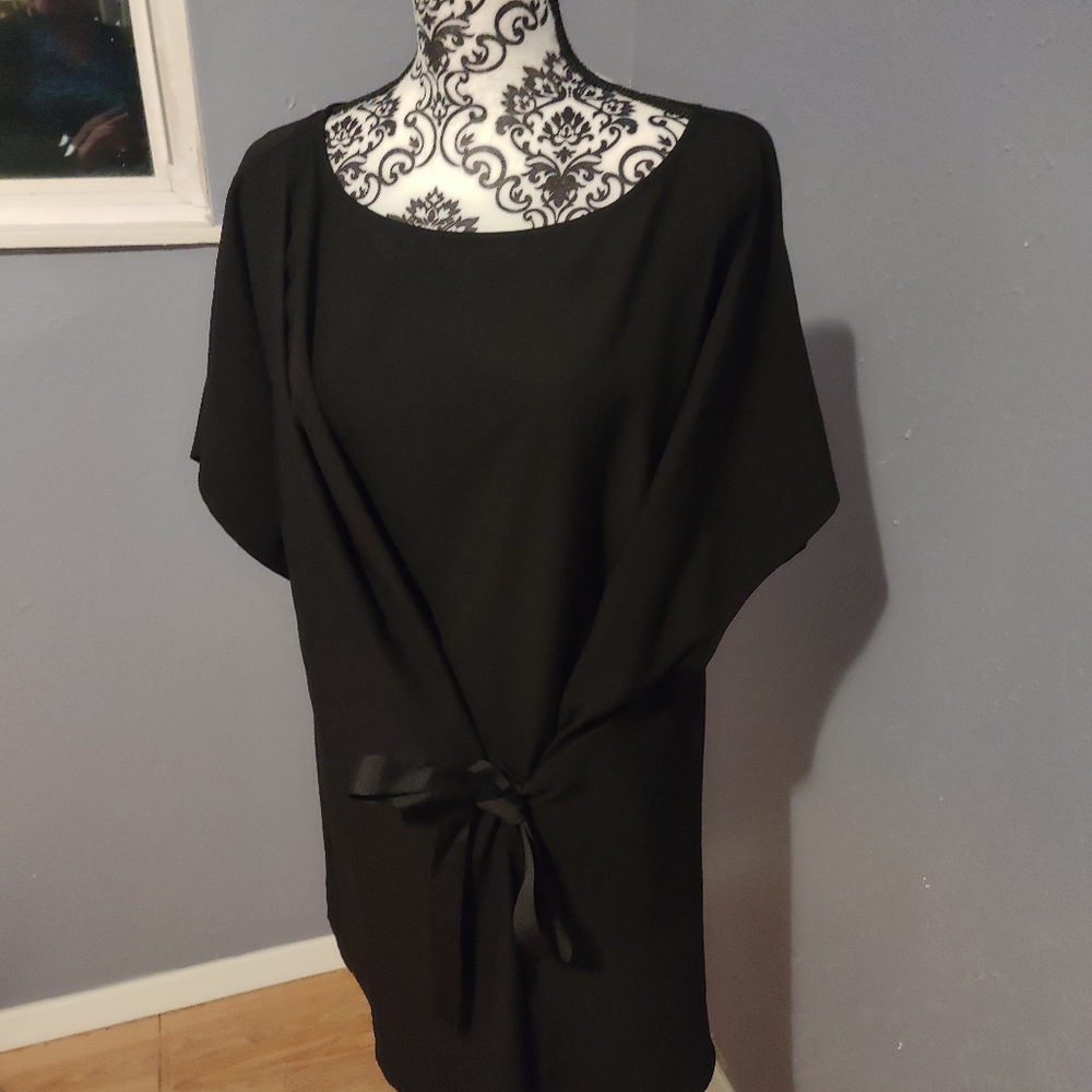 Black front tie blouse